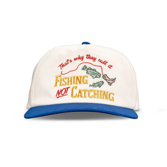 Sendero Not Catching White Blue 5-Panel Structured Snapback Hat