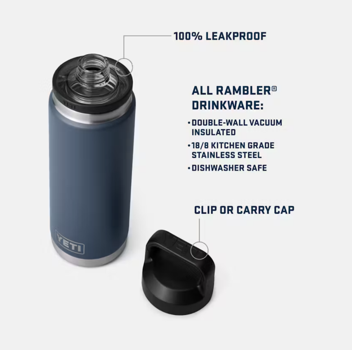 Yeti Rambler 26oz Moon Dust Water Bottle with Chug Cap