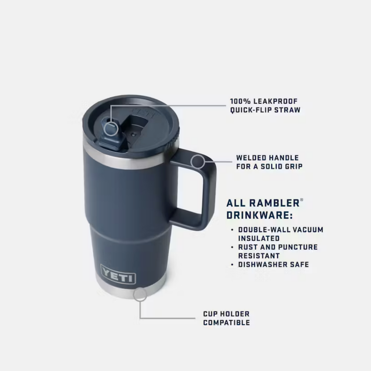 Yeti Rambler 20 oz Straw Travel Mug Cape Taupe