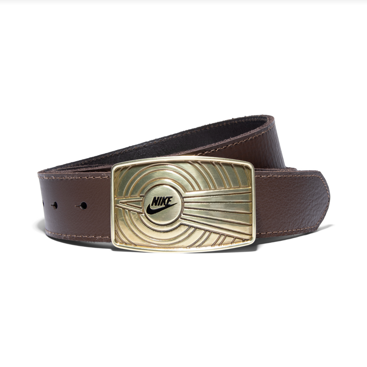 Nike SB Dunk Inspired Brown Plaque Leather Belt
