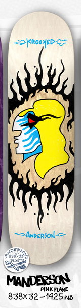 Krooked Manderson Pink Flame 8.38" Skateboard Deck