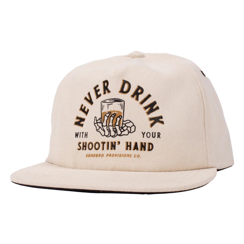 Sendero Shootin' Hand White Strapback Hat