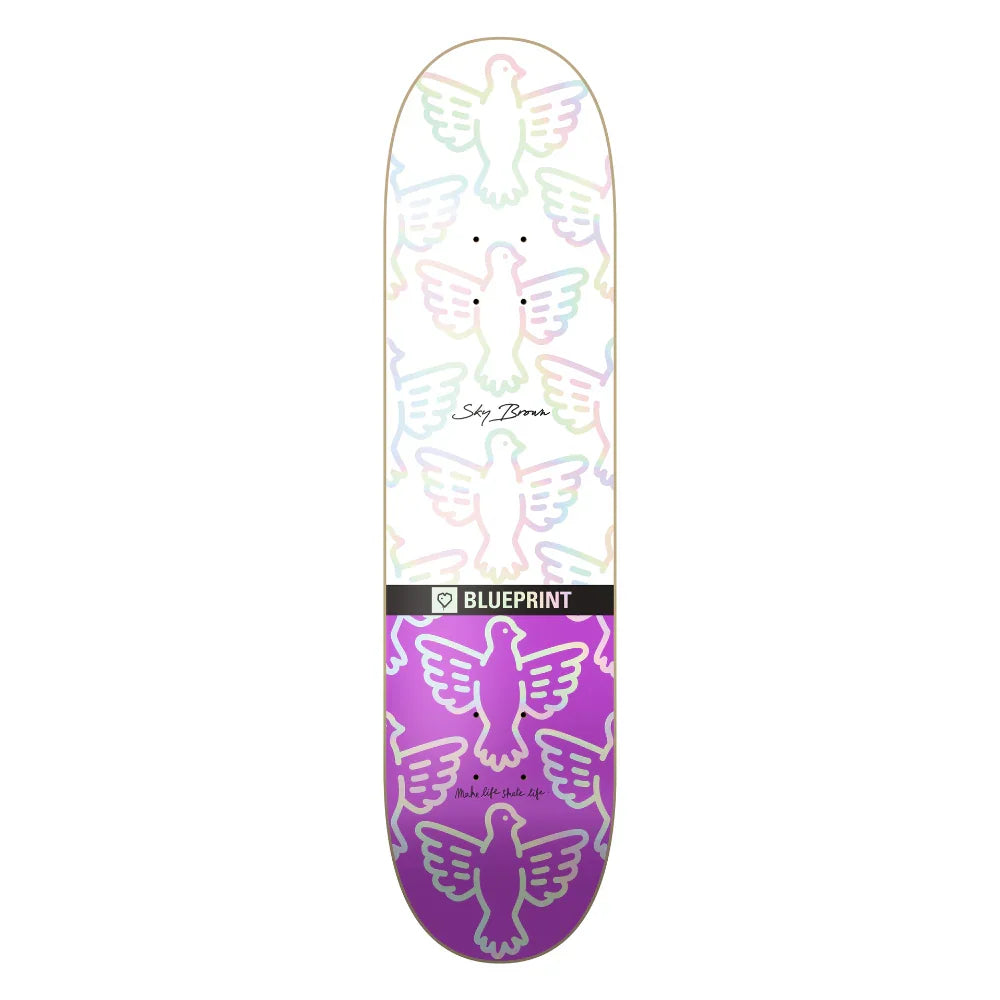 Blueprint x Sky Brown x MLSL Collab Bird White Holographic 8.0" Skateboard Deck