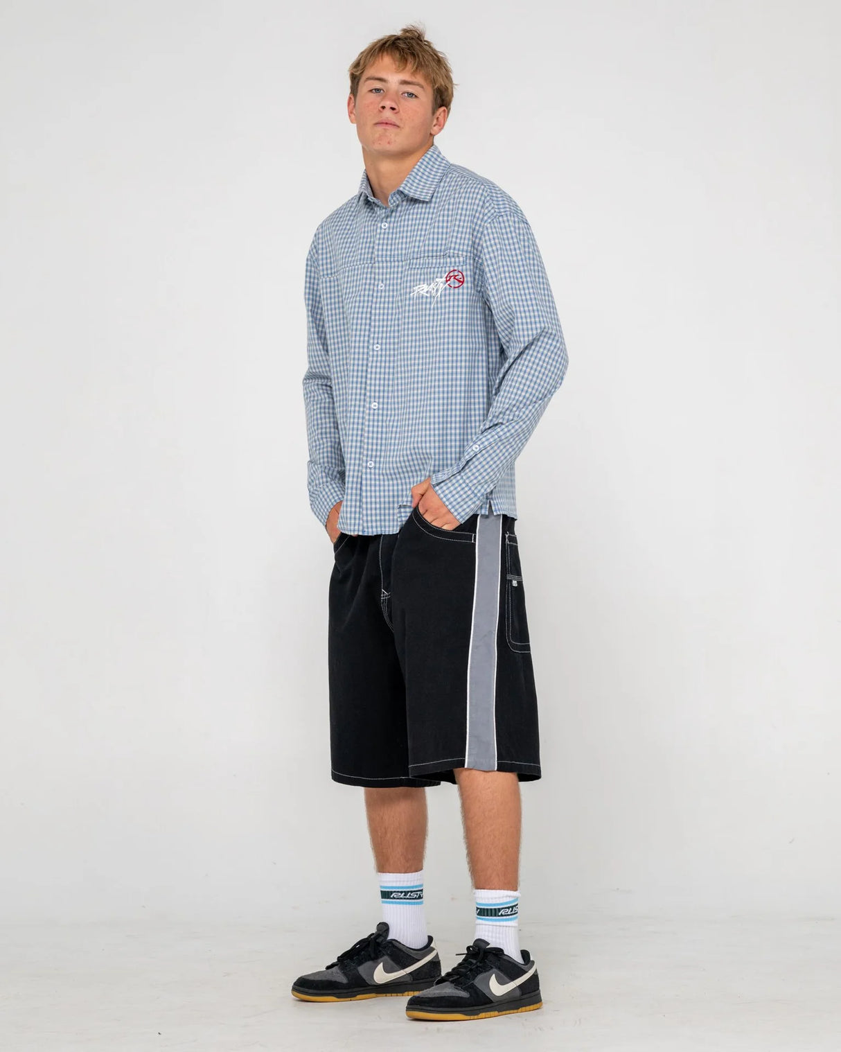 Rusty Flip Daddy Black Taped Baggy Short