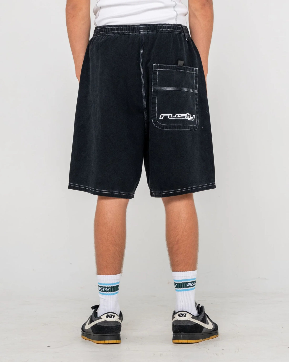 Rusty Flip Daddy Black Elastic Baggy Short