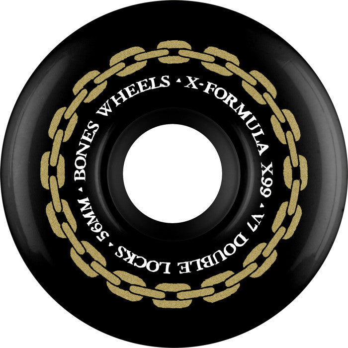 Bones X-Formula V7 Double Locks 99A 56mm Black Skateboard Wheels