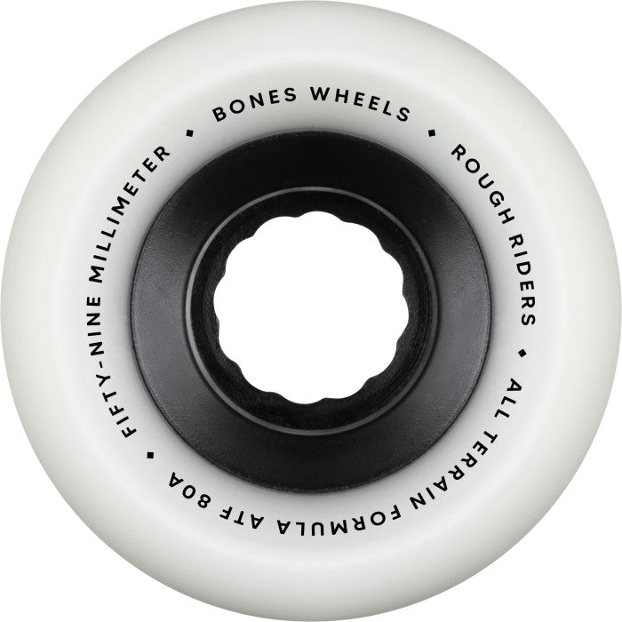 Bones Rough Riders 59mm All-Terrain 80A White Skateboard Wheels