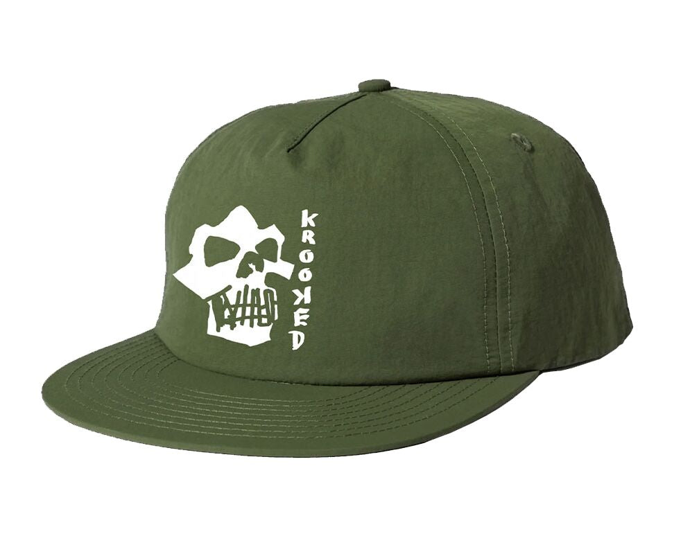 Krooked Skulls N Teeth Army Green Snapback Hat
