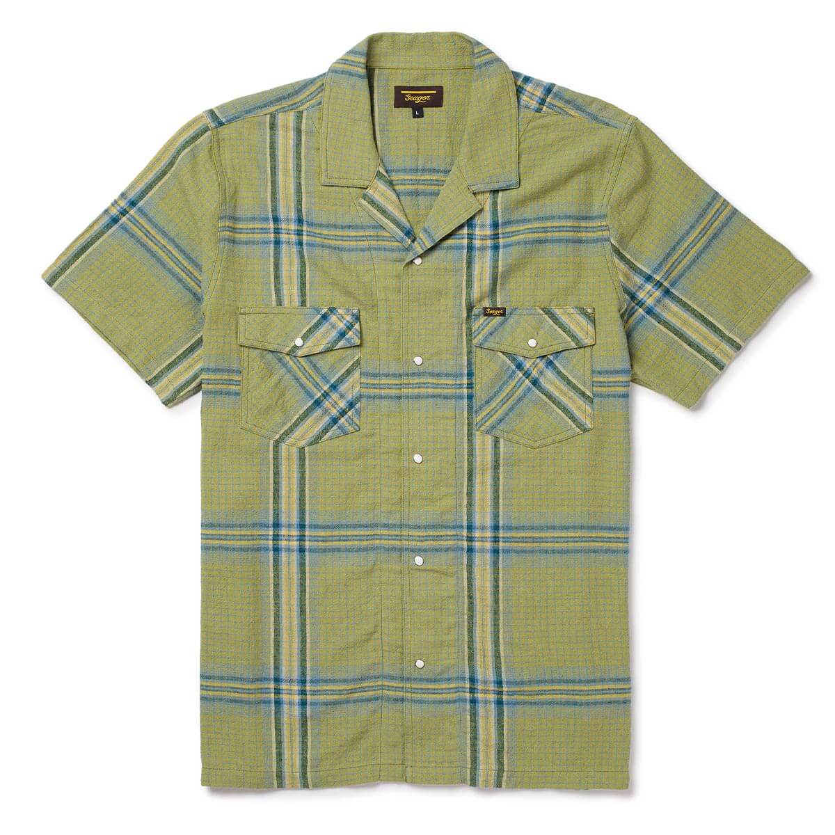 Seager Whippersnapper Moss Grid Plaid S/s Button Up Shirt