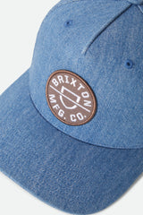 Brixton Crest Medium Rinse Denim C MP Snapback Hat
