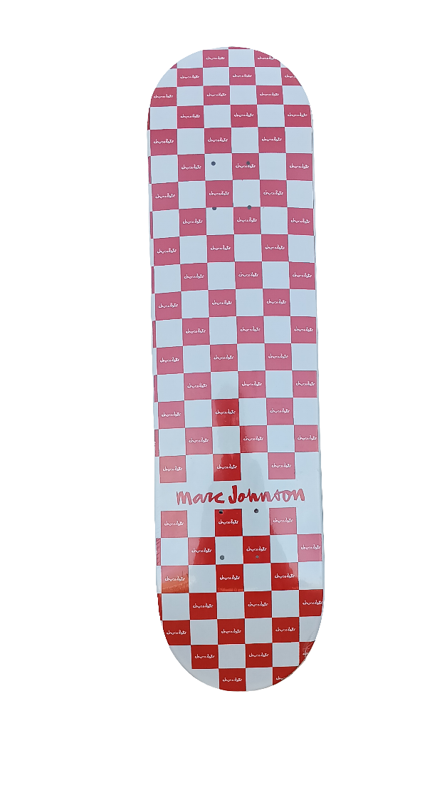 Chocolate Marc Johnson Checks Deck Red White 7.75 Vintage NOS Deck