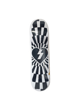 Mystery Heart Logo Rays Graphic White Black Size 8.25 Skateboard Deck