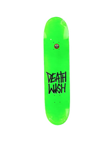 Deathwish Lizard King Spray Lime Green With Black And White Letters Size 7.75" Vintage NOS Deck