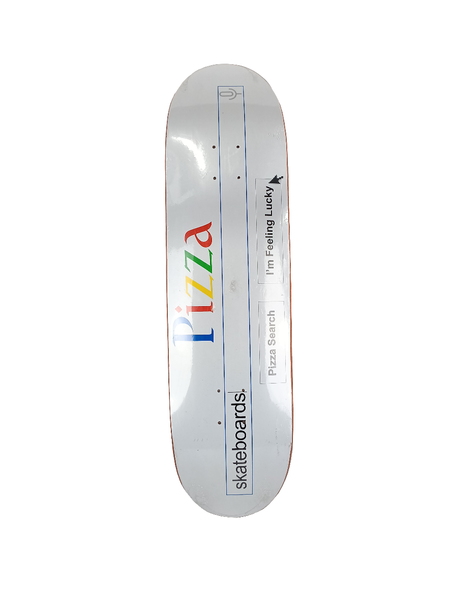 Pizza Skateboards Search Bar White Red Blue Size 8.375 Vintage NOS Deck