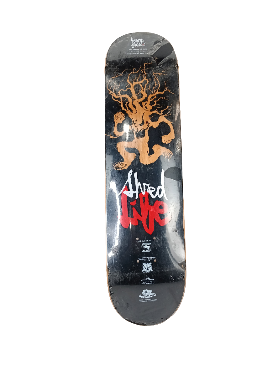 Shred Life Running Tree Graphic Black White Red Size 8 Skateboard Deck