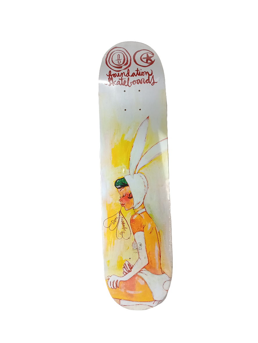 Foundation Don Nguyen Bunny White Red Pink Size 7.75 Vintage NOS Deck