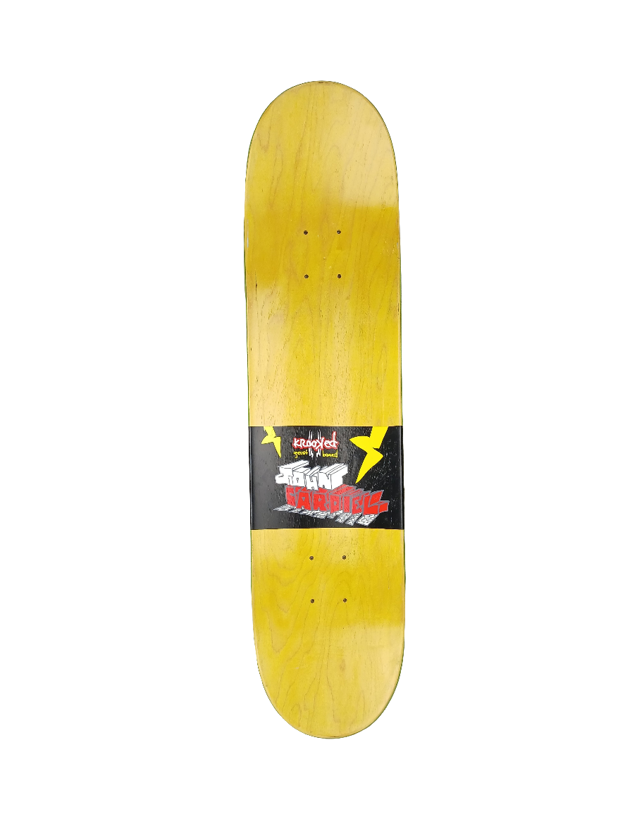 Krooked John Cardiel Guest Graphic Black White Red Size 7.75 Skateboard Deck