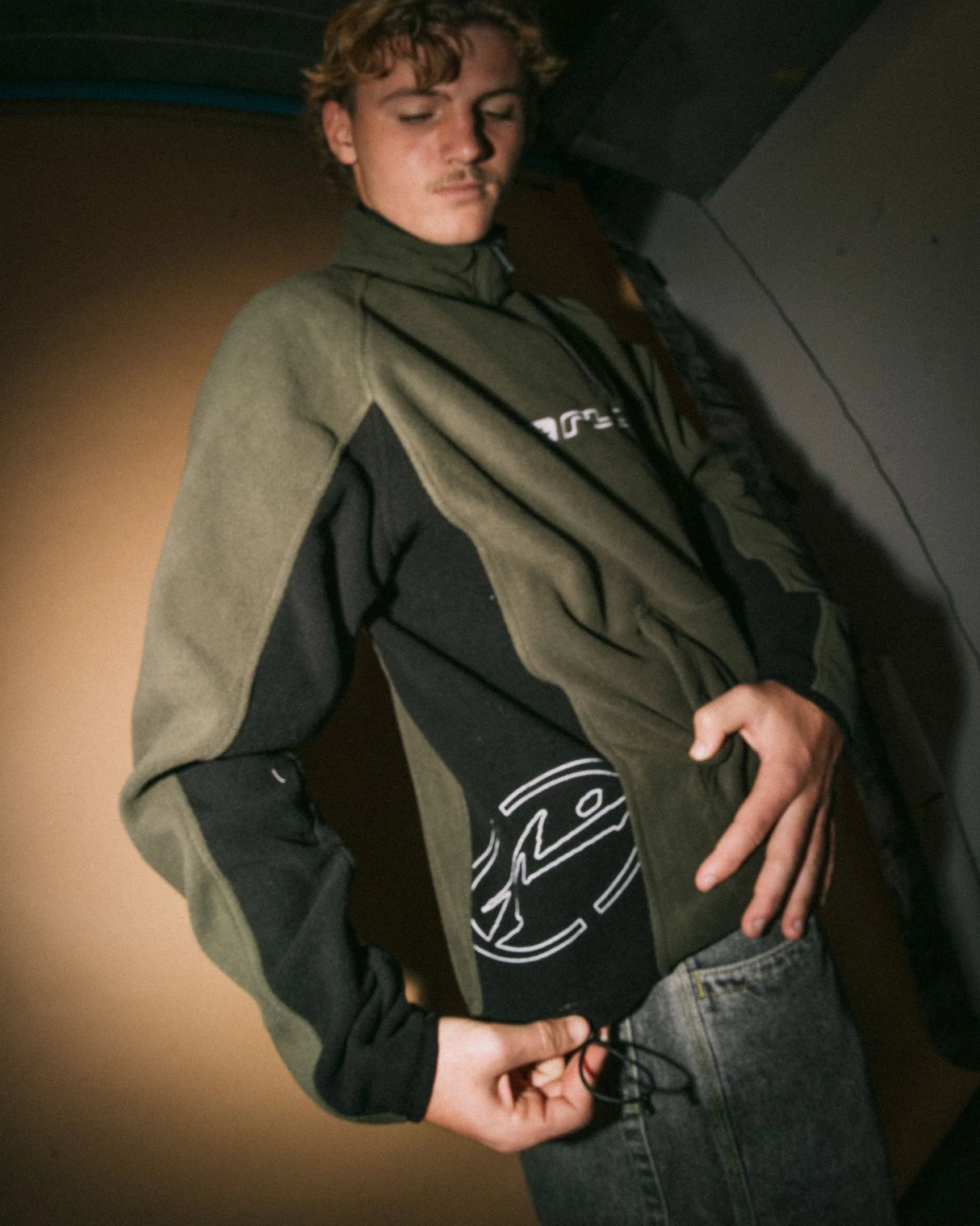 Rusty Blizzard Army Green Quarter Zip Polar Fleece