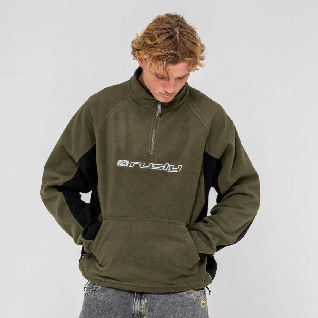 Rusty Blizzard Army Green Quarter Zip Polar Fleece