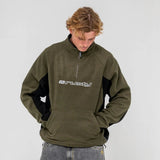 Rusty Blizzard Army Green Quarter Zip Polar Fleece