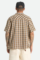 Brixton Cru Linen Blend Plaid Black/Tobacco Plaid S/s Woven Shirt