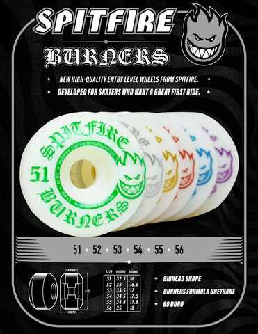 Spitfire Burner White/Silver 52mm Skateboard Wheels