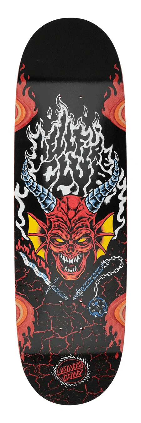 Santa Cruz Stranger Things Hellfire Club Flames 9" Skateboard Deck