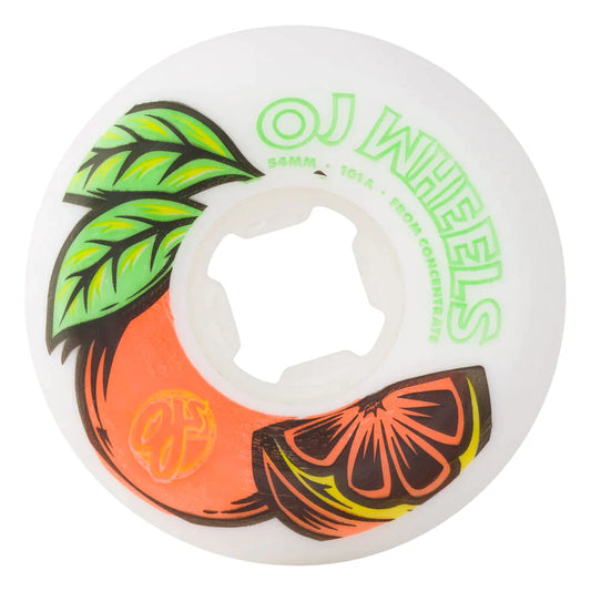 OJ From Concentrate White/Orange Hardline 101a 54mm Wheels