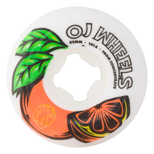 OJ From Concentrate White/Orange Hardline 101a 53mm Wheels