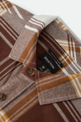 Brixton Bowery Lightweight Ultra Chocolate Off White L/s Flannel Shirt