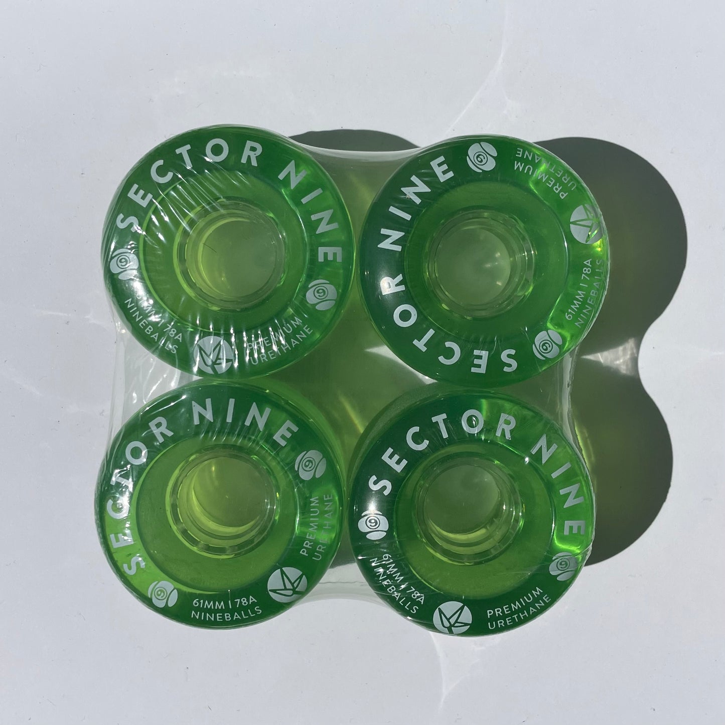 Sector Nine 61mm X 47mm 78a Nine Ball Green White Print Cruiser Skateboard Wheels