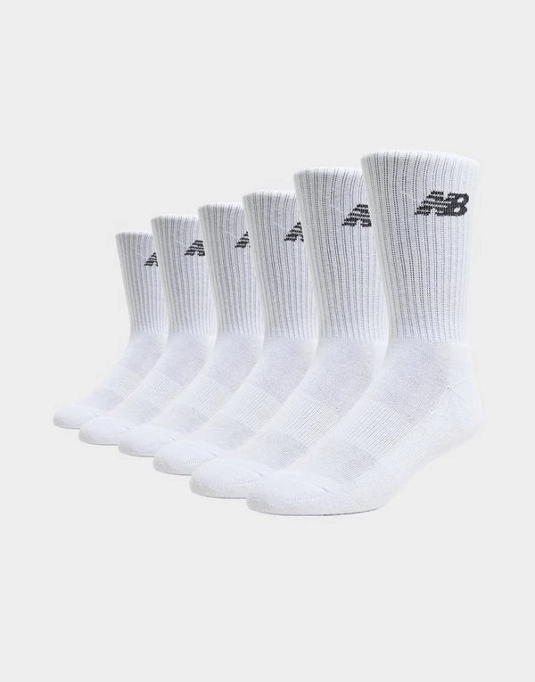 New Balance Crew White 6 Pack Socks