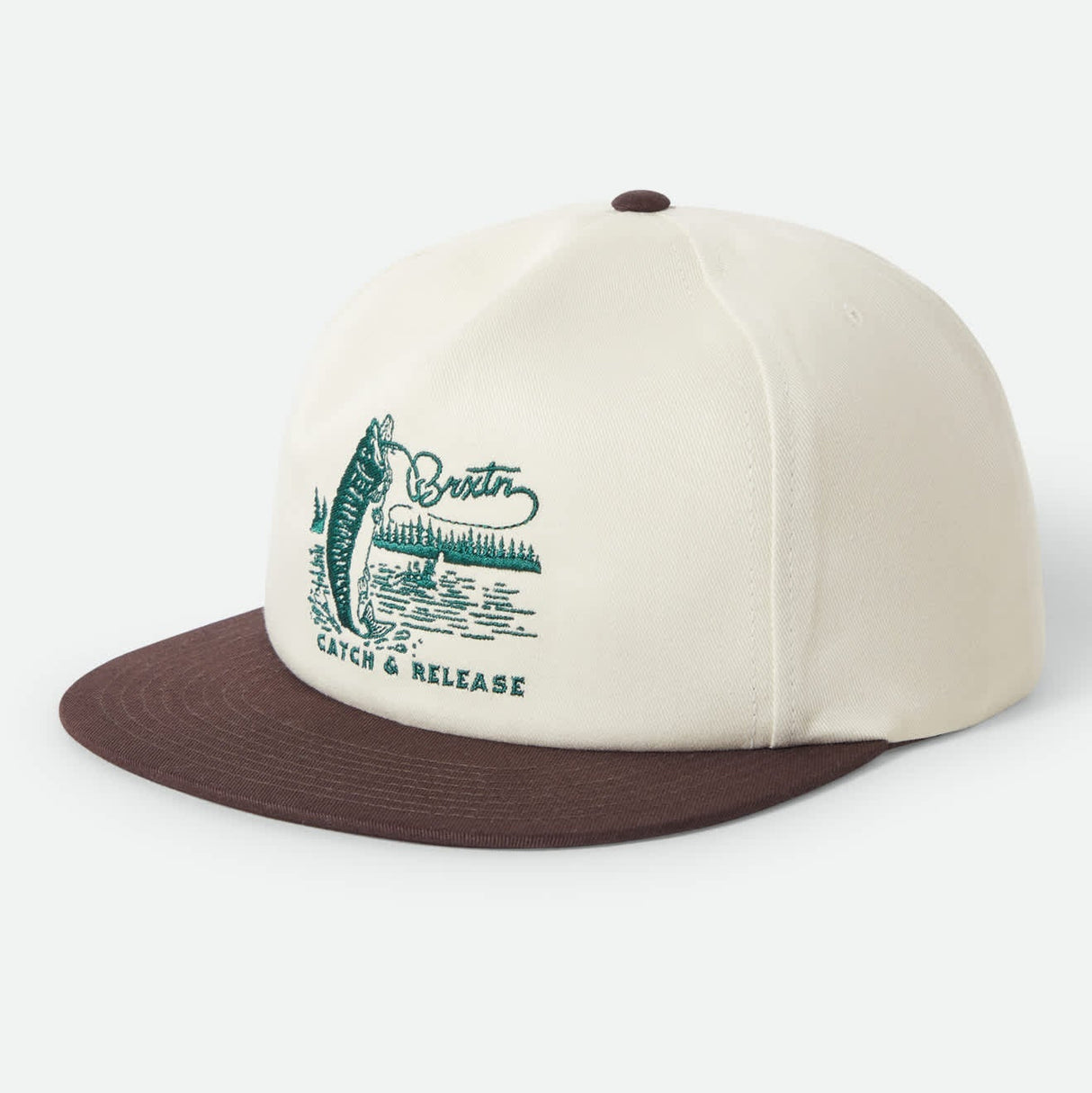 Brixton Catch AND Release OFF White/Brown HP Snapback Hat