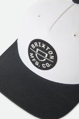 Brixton Crest Black/OFF White C MP Snapback Hat