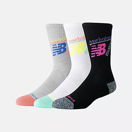 New Balance Active Graphic Crew Assorted 3 Colors 3 Pack Socks