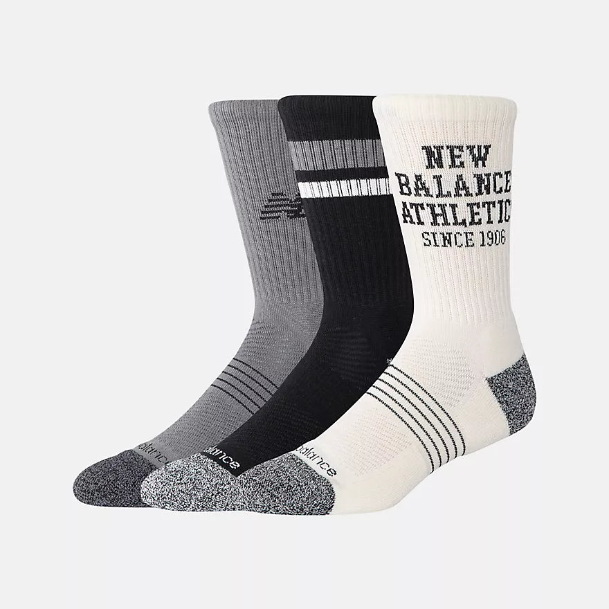 New Balance Active Graphic Crew Assorted Colors 3 Pack Socks
