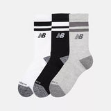 New Balance Active Premium Stripe Crew Assorted Colors 3 Pack Socks