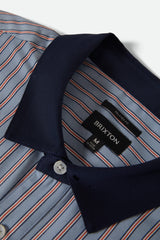Brixton Builders Olson Blue Aura Stripe S/s Woven Shirt