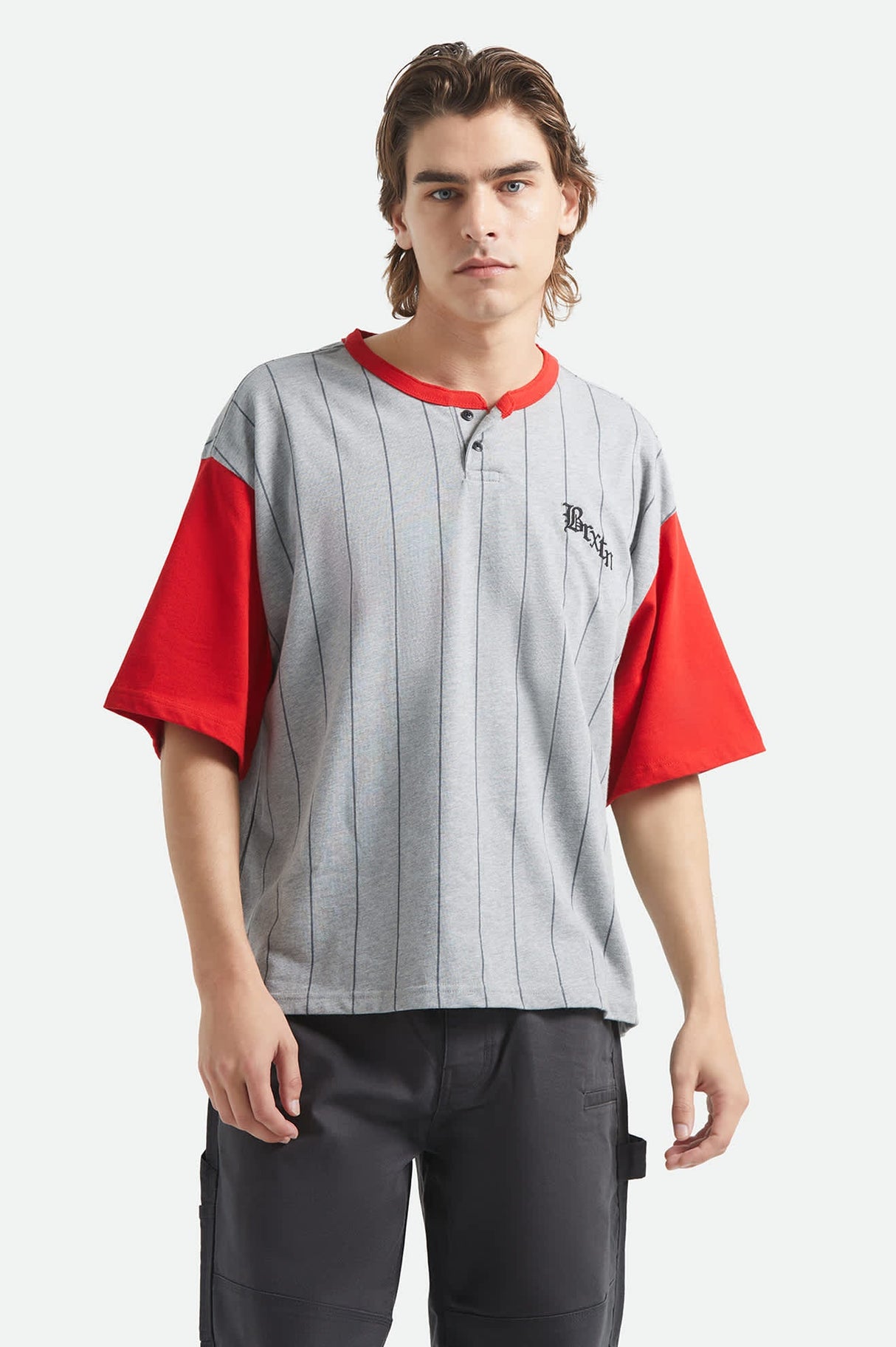 Brixton Boxy Baseball Heather Grey Adrenaline Rush S/s Shirt