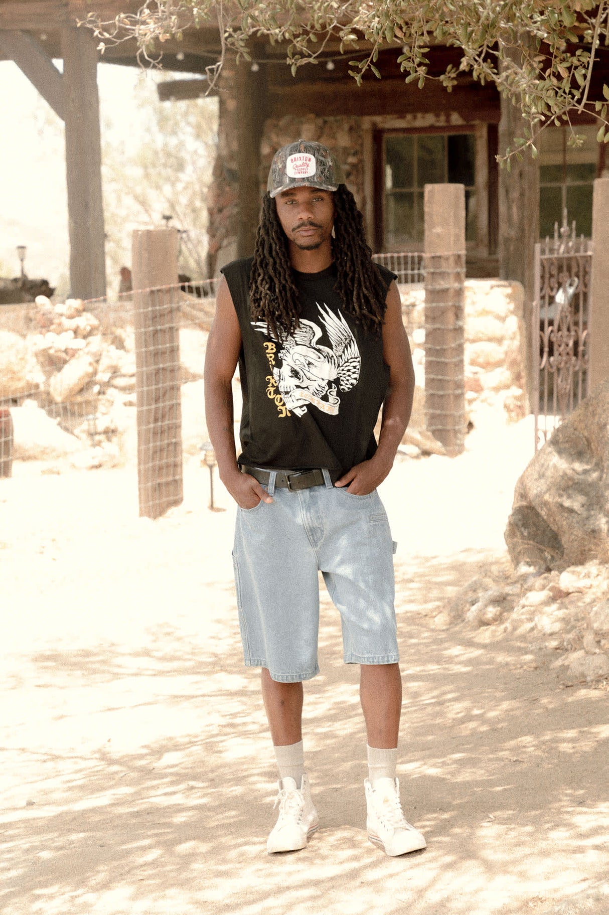 Brixton Wolcott Worn In Black Boxy Muscle Tank