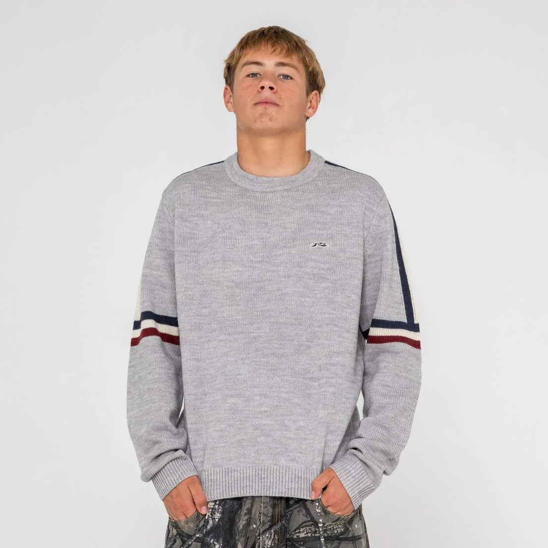 Rusty Moritz 2.0 Grey Marle Crew Knit Sweater