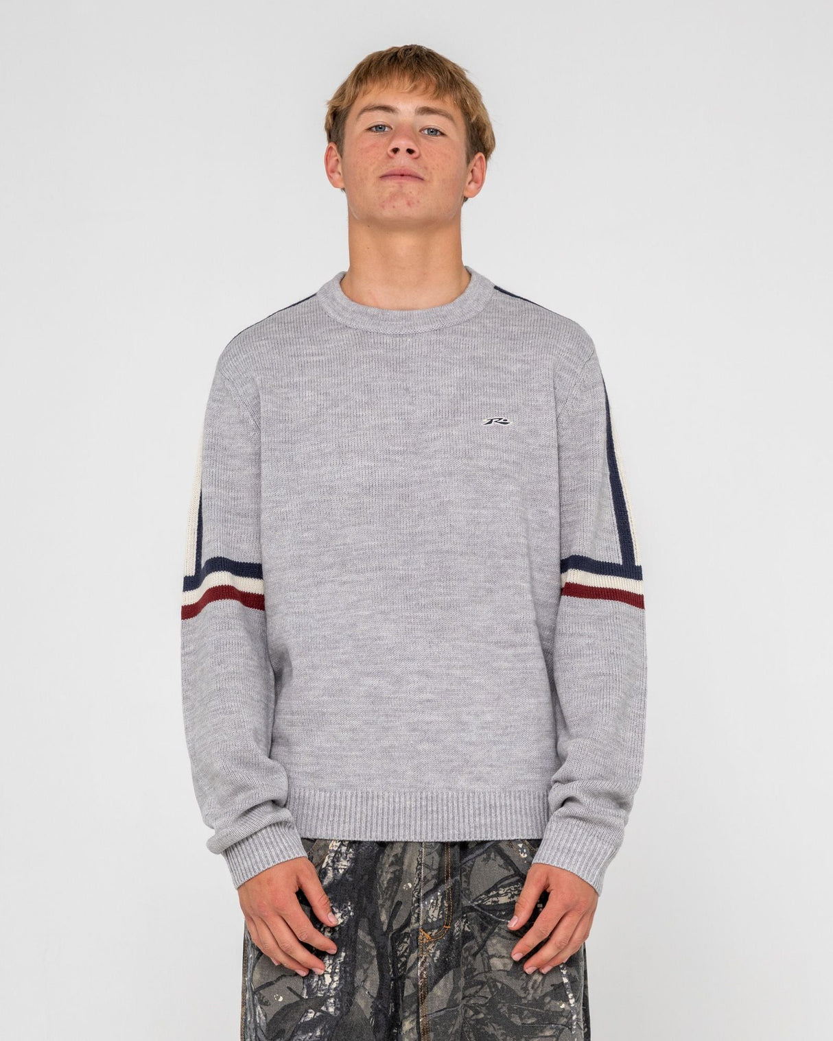 Rusty Moritz 2.0 Grey Marle Crew Knit Sweater
