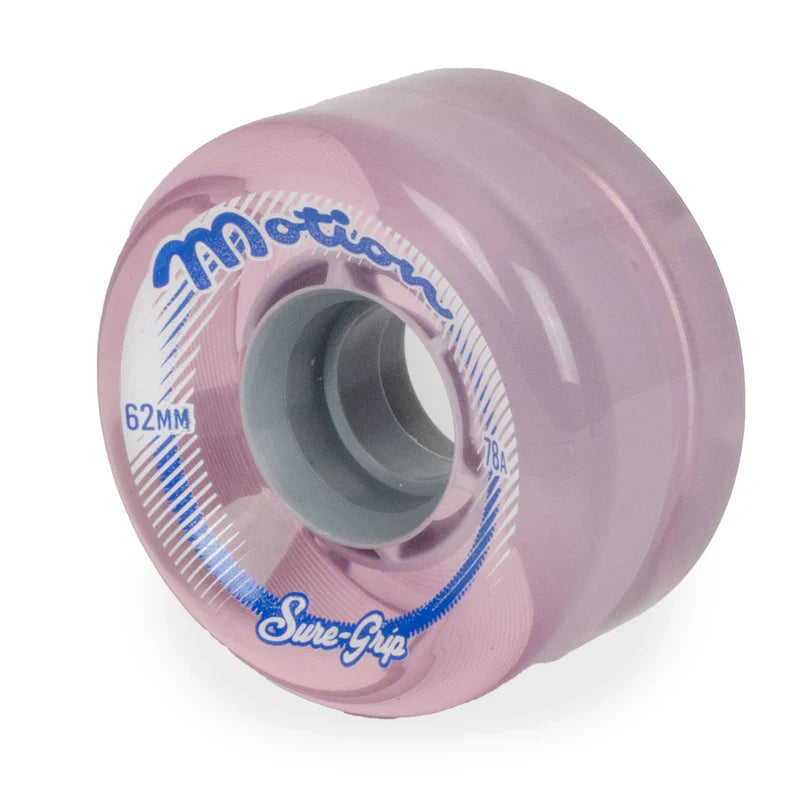 Sure-Grip Motion Clear Pink 78a 62mm (Set of 8) Roller Skate Wheels
