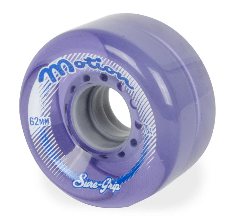 Sure-Grip Motion Clear Purple 78a 62mm (Set of 8) Roller Skate Wheels