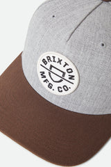 Brixton Crest Heather Grey/Pinecone Brown C MP Snapback Hat