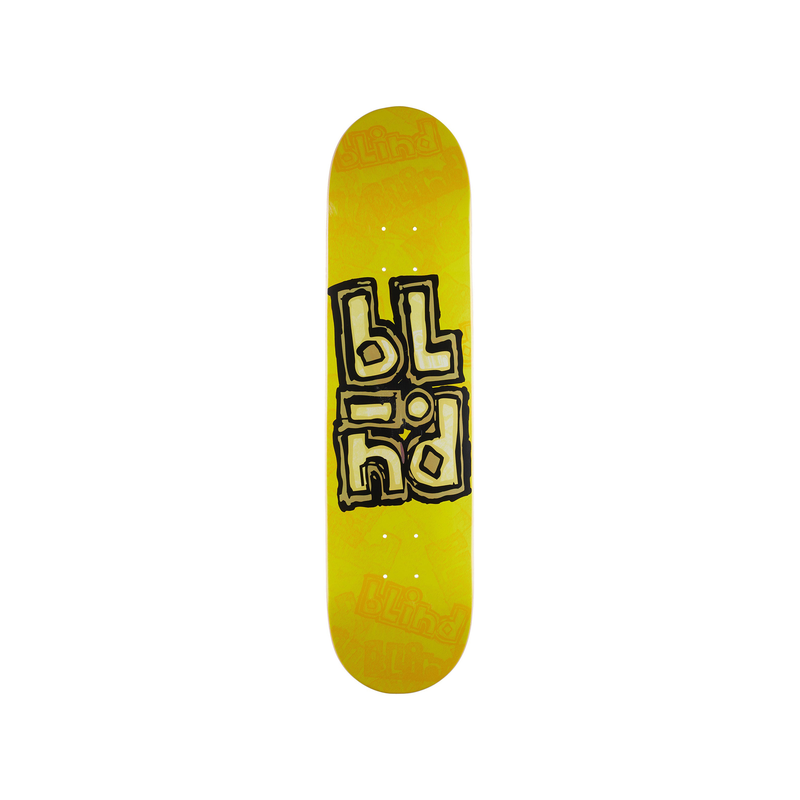 Blind OG Stacked Stamp RHM Yellow 7.75" Skateboard Deck