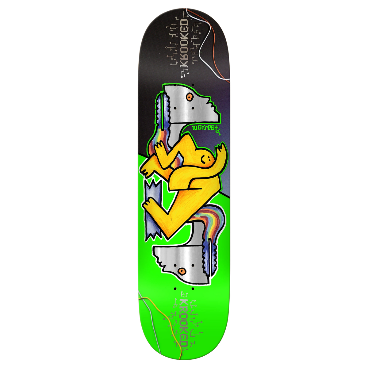 Krooked Worrest Neon Rob Slick 8.3" Twin Tail Skateboard Deck