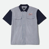 Brixton Builders Olson Blue Aura Stripe S/s Woven Shirt