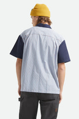 Brixton Builders Olson Blue Aura Stripe S/s Button Up Shirt