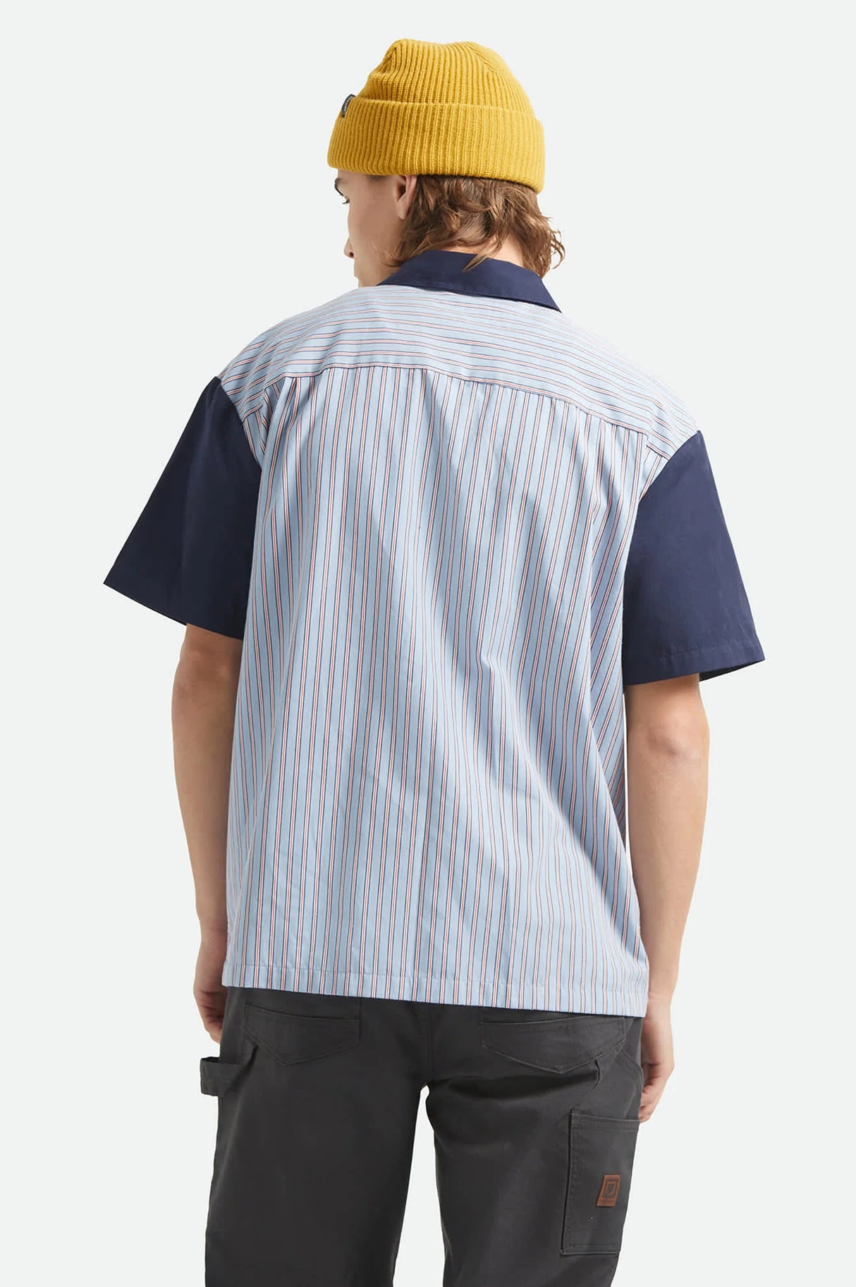 Brixton Builders Olson Blue Aura Stripe S/s Woven Shirt